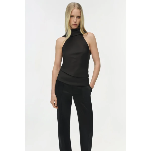 Samira Satin Cape Top in Black - Image 5