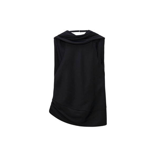 SIMKHAI Samira Satin Cape Top in Black