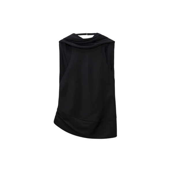 SIMKHAI Samira Satin Cape Top in Black