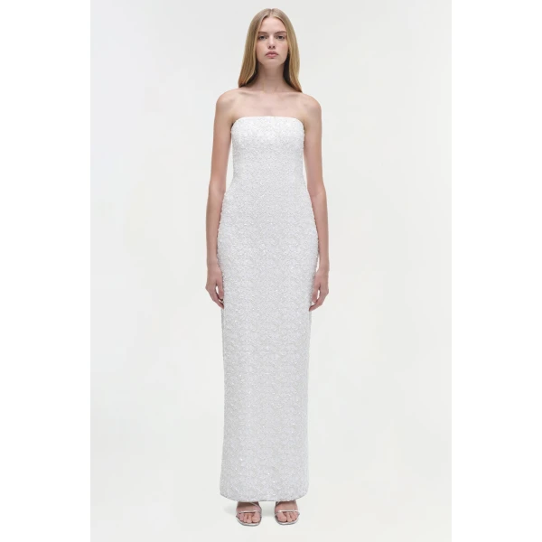 Savia Strapless Embellished Gown in Ivory - Image 6