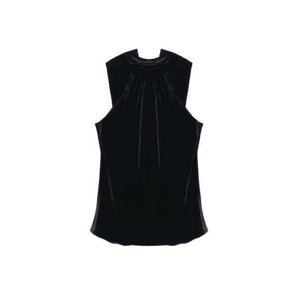 SIMKHAI Scarlett Draped Velvet Cape Top in Black