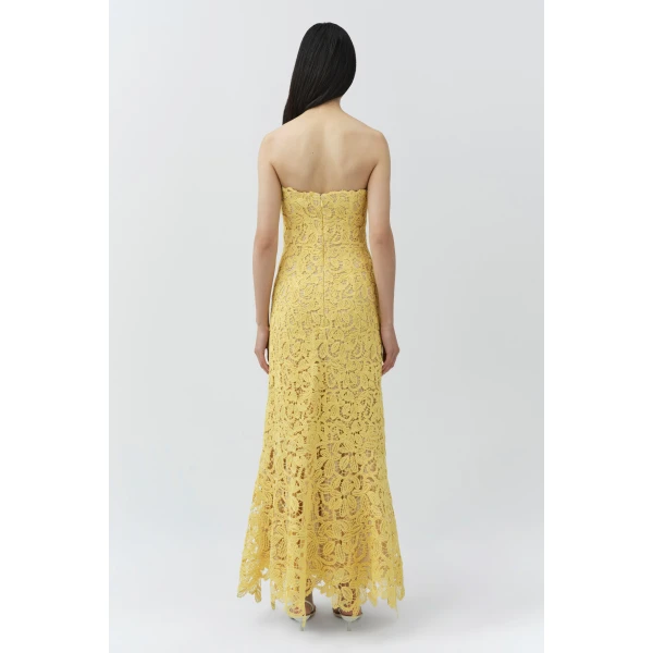 Sera Floral Raffia Bustier Midi Dress in Golden Haze - Image 5