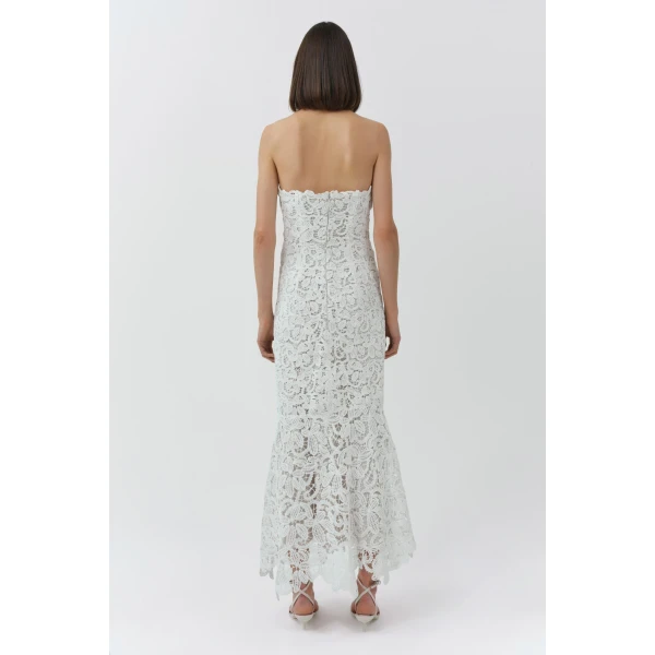 Sera Floral Raffia Bustier Midi Dress in Ivory - Image 5