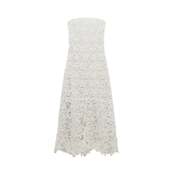 SIMKHAI Sera Floral Raffia Bustier Midi Dress in Ivory