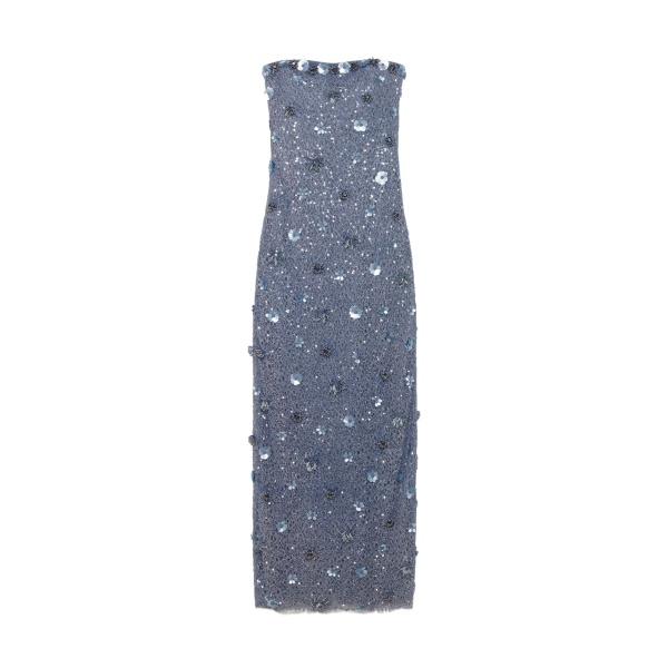 SIMKHAI Serafina Strapless Embellished Gown in Dusty Blue