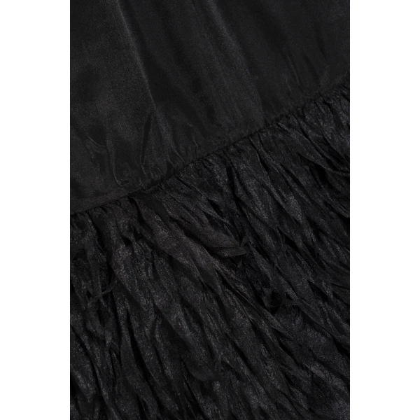 Shirya Featherlike Organza Mini Dress in Black - Image 6