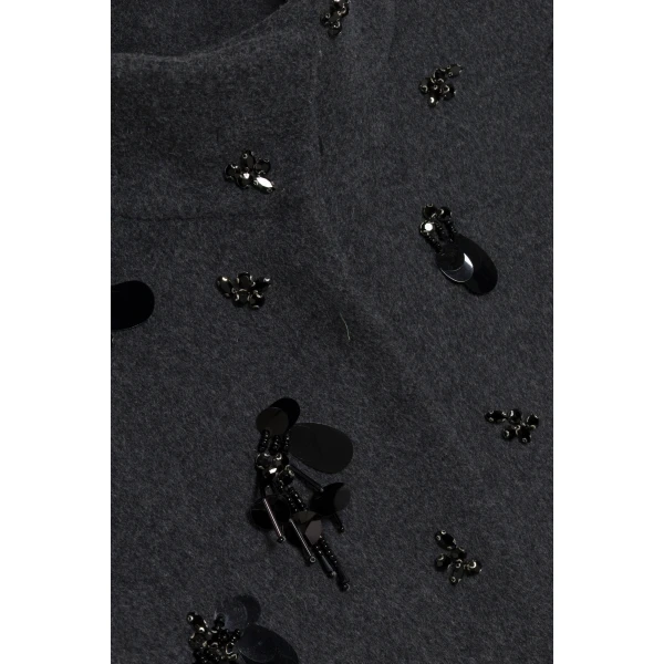 Siena Embellished Wool Jacket in Dark Charcoal - Image 6