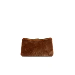 SIMKHAI Solange Shearling Clutch in Caramel