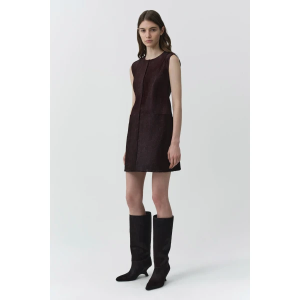 Sonoma Calf Hair Mini Dress in Fig - Image 5