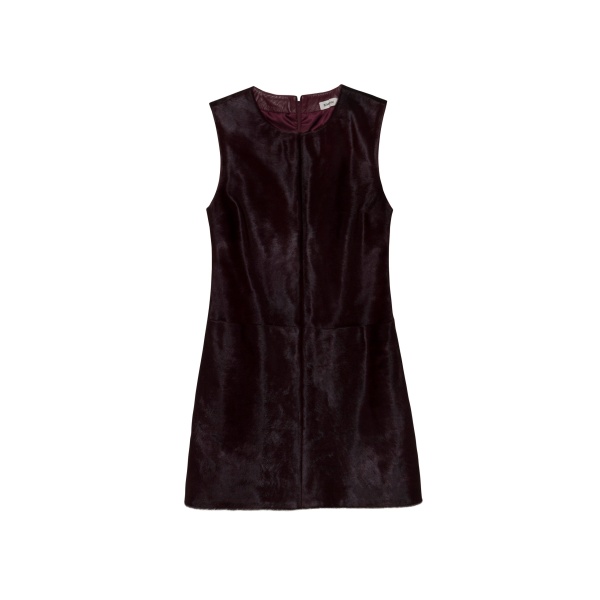 SIMKHAI Sonoma Calf Hair Mini Dress in Fig