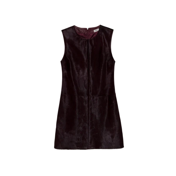 SIMKHAI Sonoma Calf Hair Mini Dress in Fig
