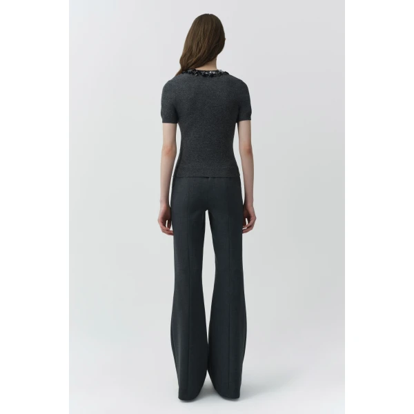 Sophie Knit Top in Charcoal Dusty Blue - Image 6