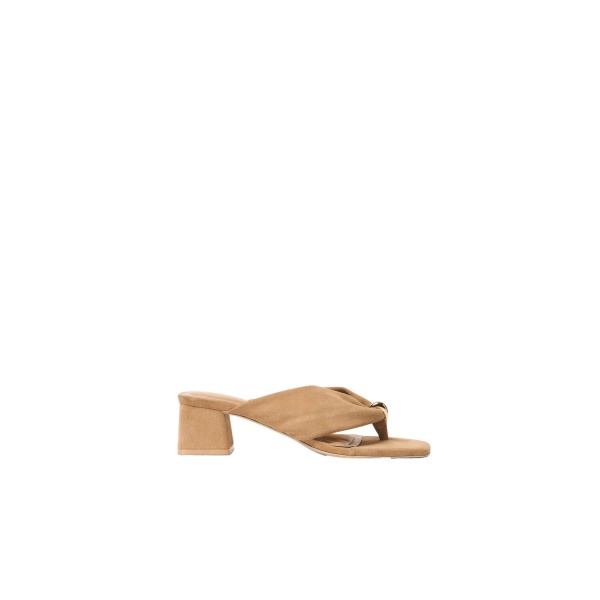 SIMKHAI Stella Suede Block Heel in Light Camel