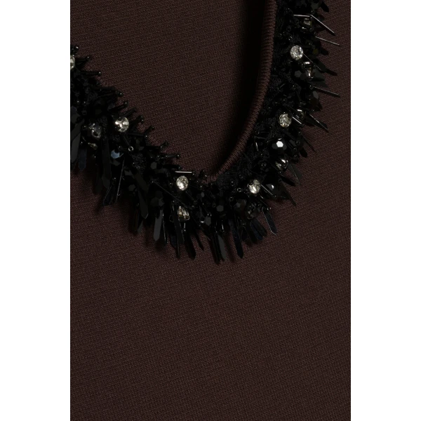Suki Compact Knit Mini Dress in Chocolate Black - Image 6