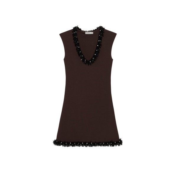 SIMKHAI Suki Compact Knit Mini Dress in Chocolate Black