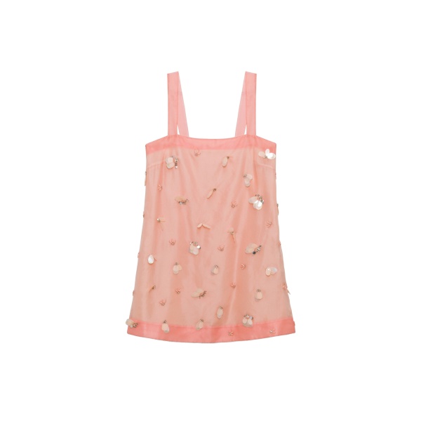 SIMKHAI Sumi Embellished Organza Mini Dress in Bubblegum