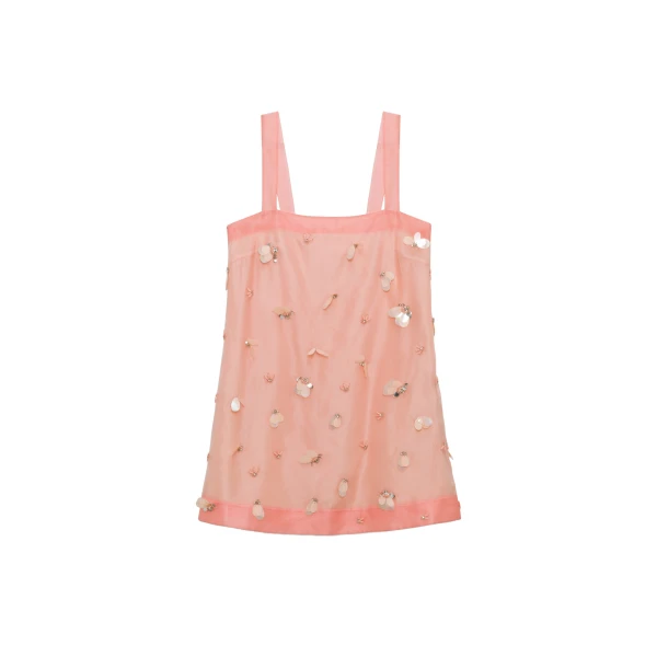 Sumi Embellished Organza Mini Dress in Bubblegum