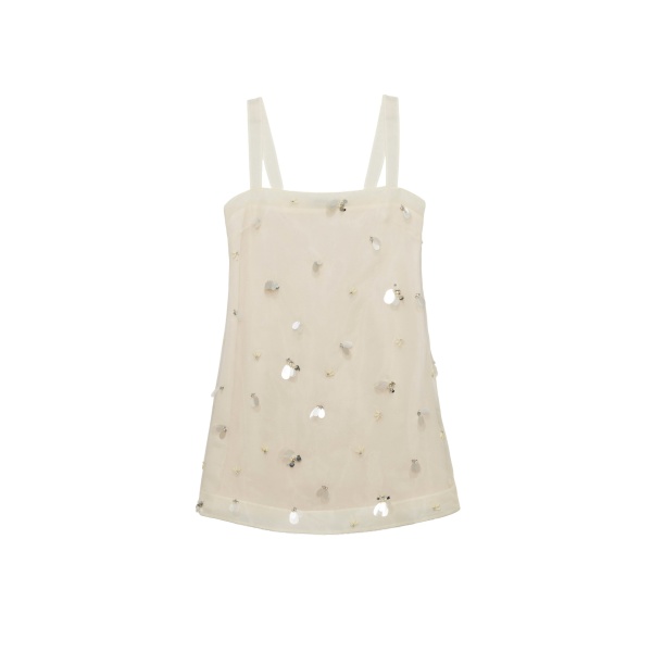 SIMKHAI Sumi Embellished Organza Mini Dress in Yolk
