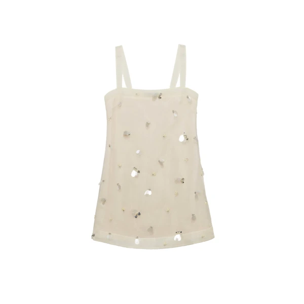 Sumi Embellished Organza Mini Dress in Yolk