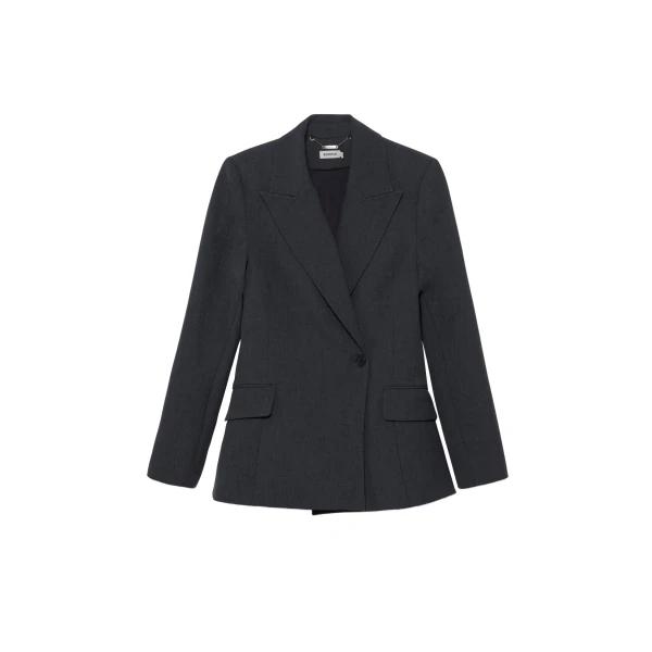 SIMKHAI Surabhi Hourglass Blazer in Dark Charcoal