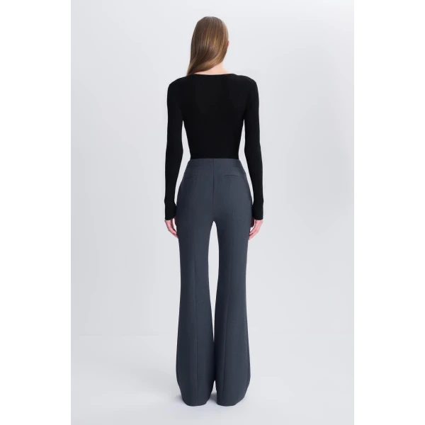 Susanne Silk Cashmere Henley Bodysuit in Black - Image 5