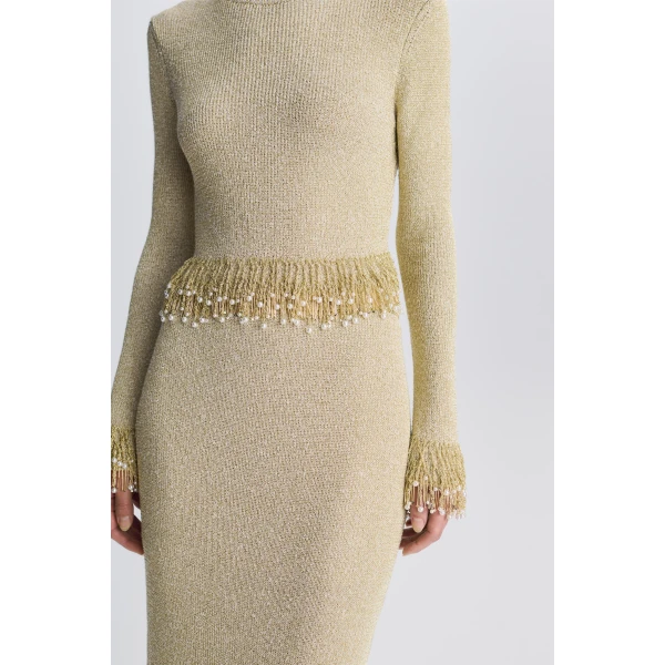 Tali Pearl Fringe Top in Gold - Image 6