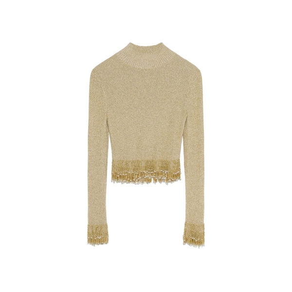 Tali Pearl Fringe Top in Gold