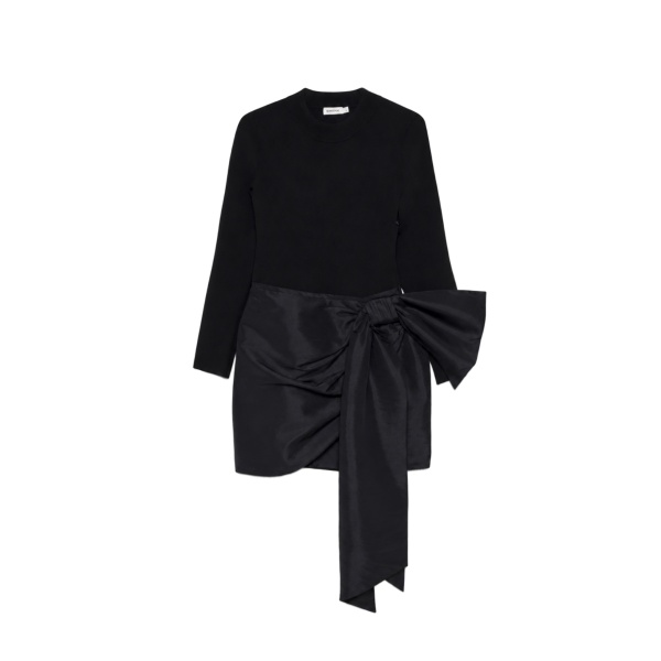 SIMKHAI Tedda Taffeta Knit Mini Dress in Black