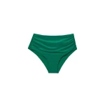 SIMKHAI Teya High Waisted Ruched Bikini Bottom in Kelly Green