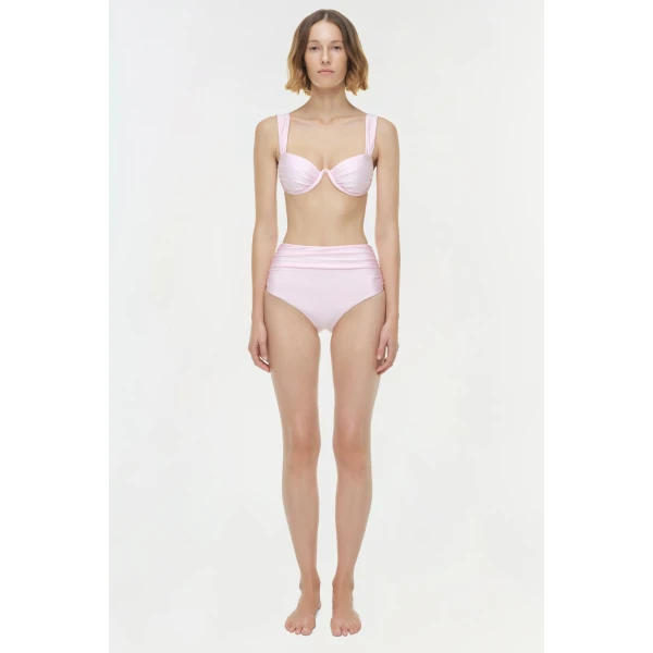 Teya High Waisted Ruched Bikini Bottom in Tulip - Image 6
