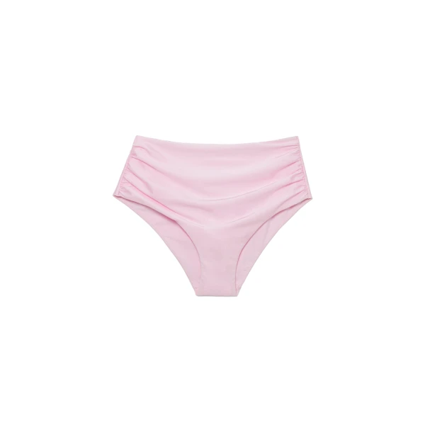 SIMKHAI Teya High Waisted Ruched Bikini Bottom in Tulip