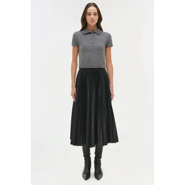Twila Cashmere Polo in Heather Grey - Image 6