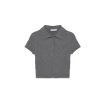 SIMKHAI Twila Cashmere Polo in Heather Grey