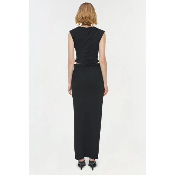 Valen Draped Jersey Top in Black - Image 5