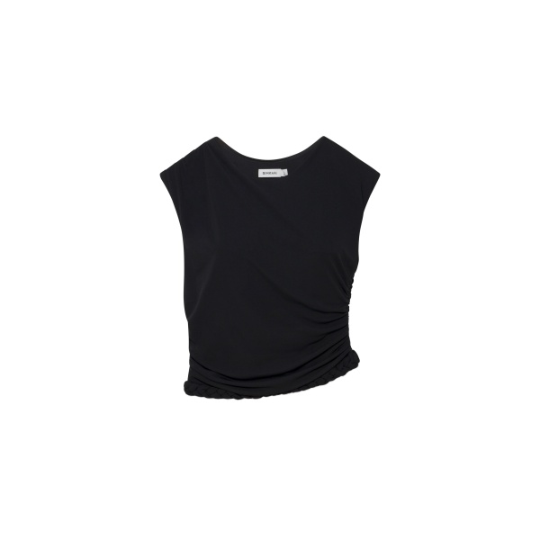 SIMKHAI Valen Draped Jersey Top in Black
