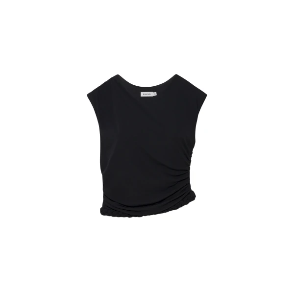 Valen Draped Jersey Top in Black