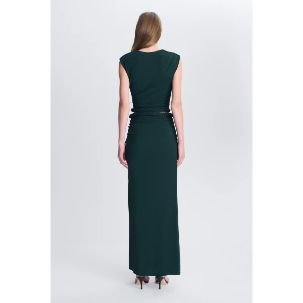 Valen Draped Jersey Top in Everglade - Image 5