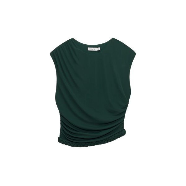 SIMKHAI Valen Draped Jersey Top in Everglade