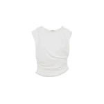 SIMKHAI Valen Draped Jersey Top in Ivory