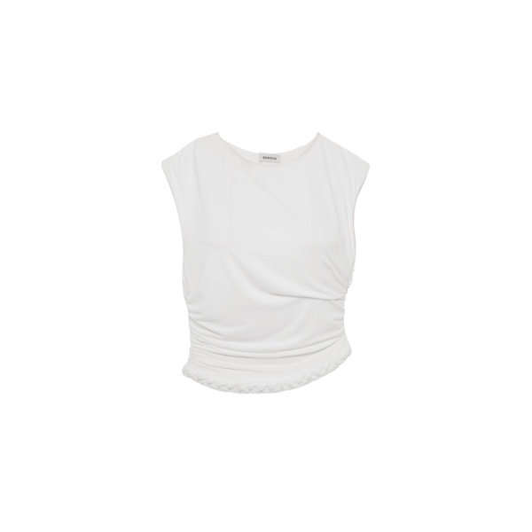 SIMKHAI Valen Draped Jersey Top in Ivory