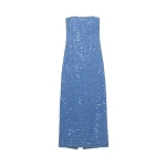 SIMKHAI Vanessa Embellished Bustier Midi Dress in Periwinkle