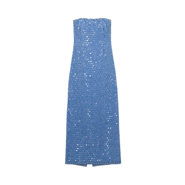 Vanessa Embellished Bustier Midi Dress in Periwinkle