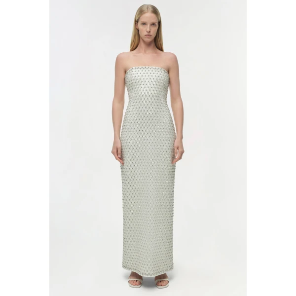 Vanessa Embellished Bustier Midi Dress in White - Image 6