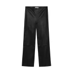 SIMKHAI Veda Cropped Leather Pant in Black