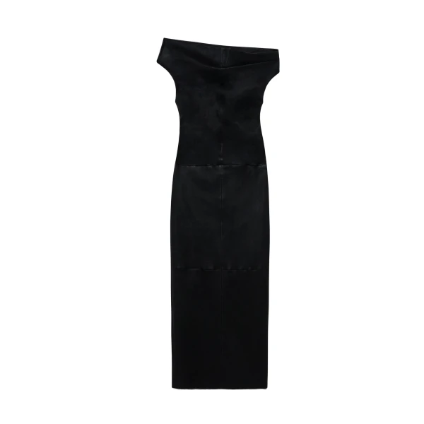 SIMKHAI Vessia Leather Midi Dress in Black