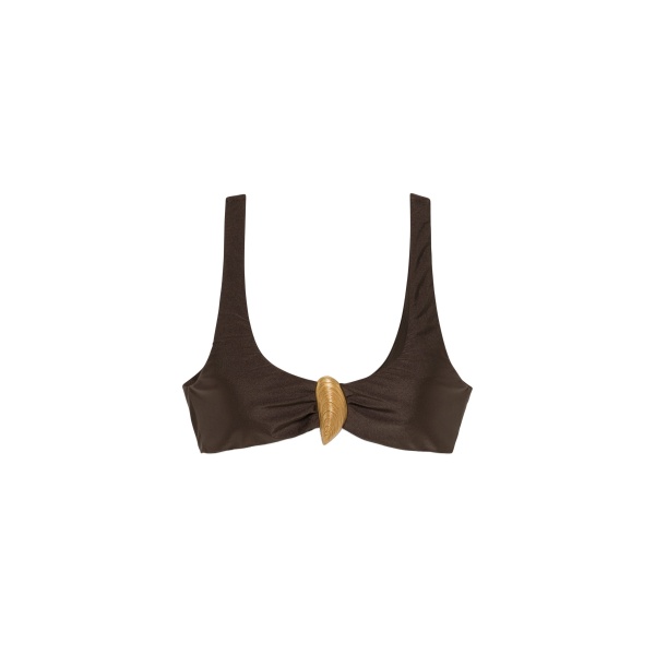 SIMKHAI Veyra Shell Bikini Top in Chocolate