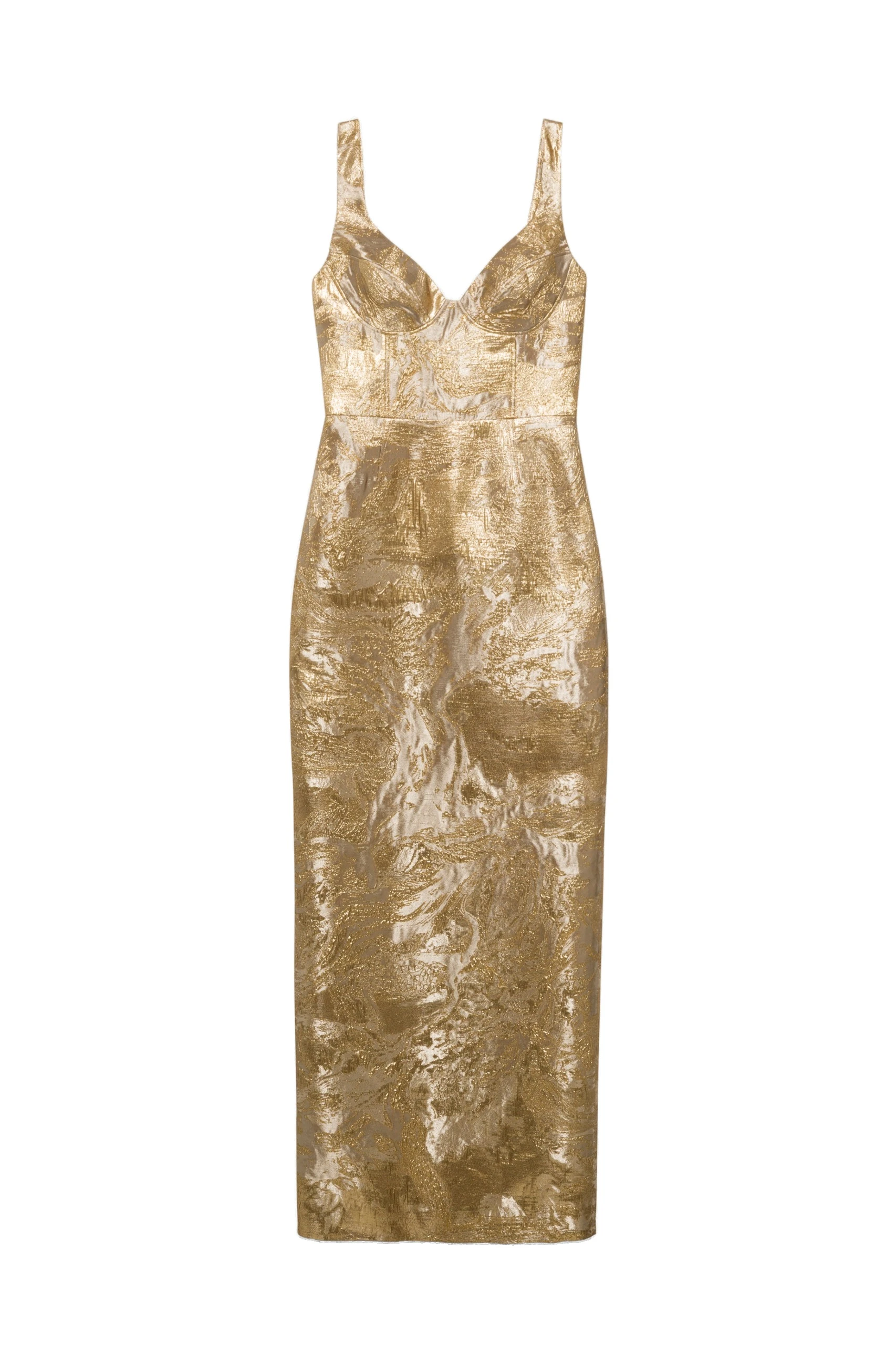 SIMKHAI Viella Metallic Jacquard Gown in Gold SIMKHAI Viella Metallic Jacquard Gown in Gold