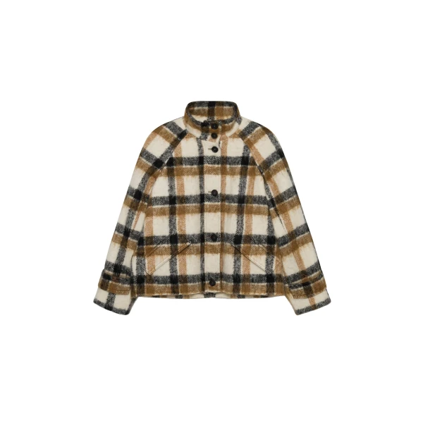 SIMKHAI Virelle Plaid Jacket in Cream Multi