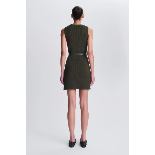 Viretta Knit Mini Dress in Dark Olive - Image 5