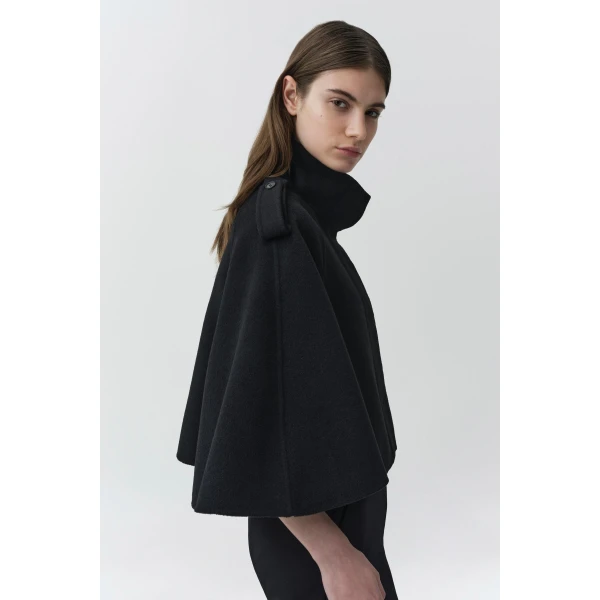 SIMKHAI Yara Wool Cape Jacket in Black